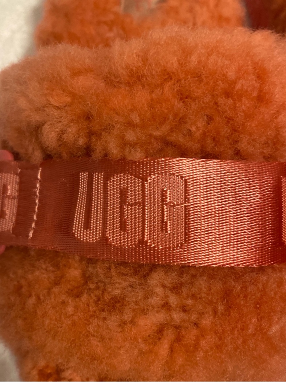 UGG Plush Shearling Slide - Rust Orange/ pink